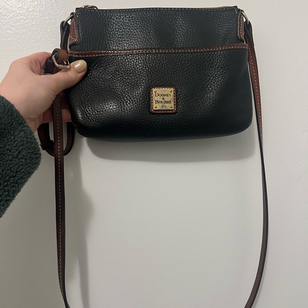 Dooney & Bourke Black and Brown Leather Crossbody Bag